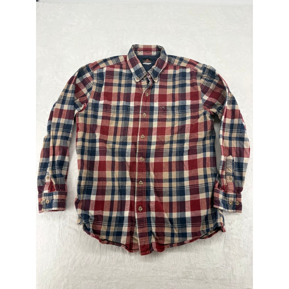 Ridgecut Shirt Mens Large Button Down Red Blue Plaid Flannel Toughwear Cotton L